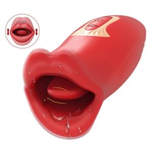 Alternative view of Estimulador de Clítoris con Lengua Vibratoria y Boca Automática – Rojo