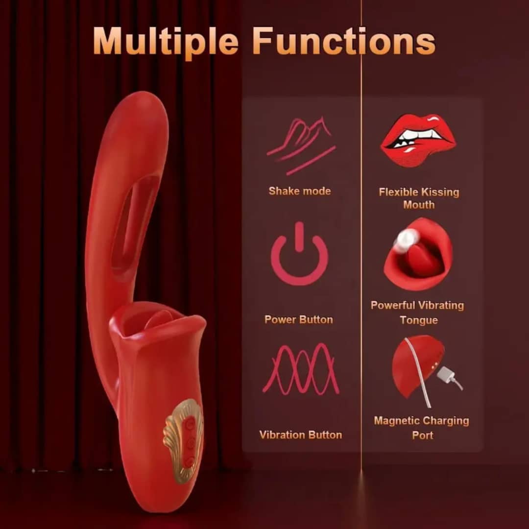 Estimulador de Clítoris con Boca Automática y Consolador Vibrador – Rojo Estimulador de Clítoris con Boca Automática y Consolador Vibrador – Rojo - Imagen 3