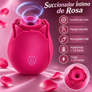 Succionador Íntimo de Rosa con Cabezal Ancho – Recargable USB – Rosa